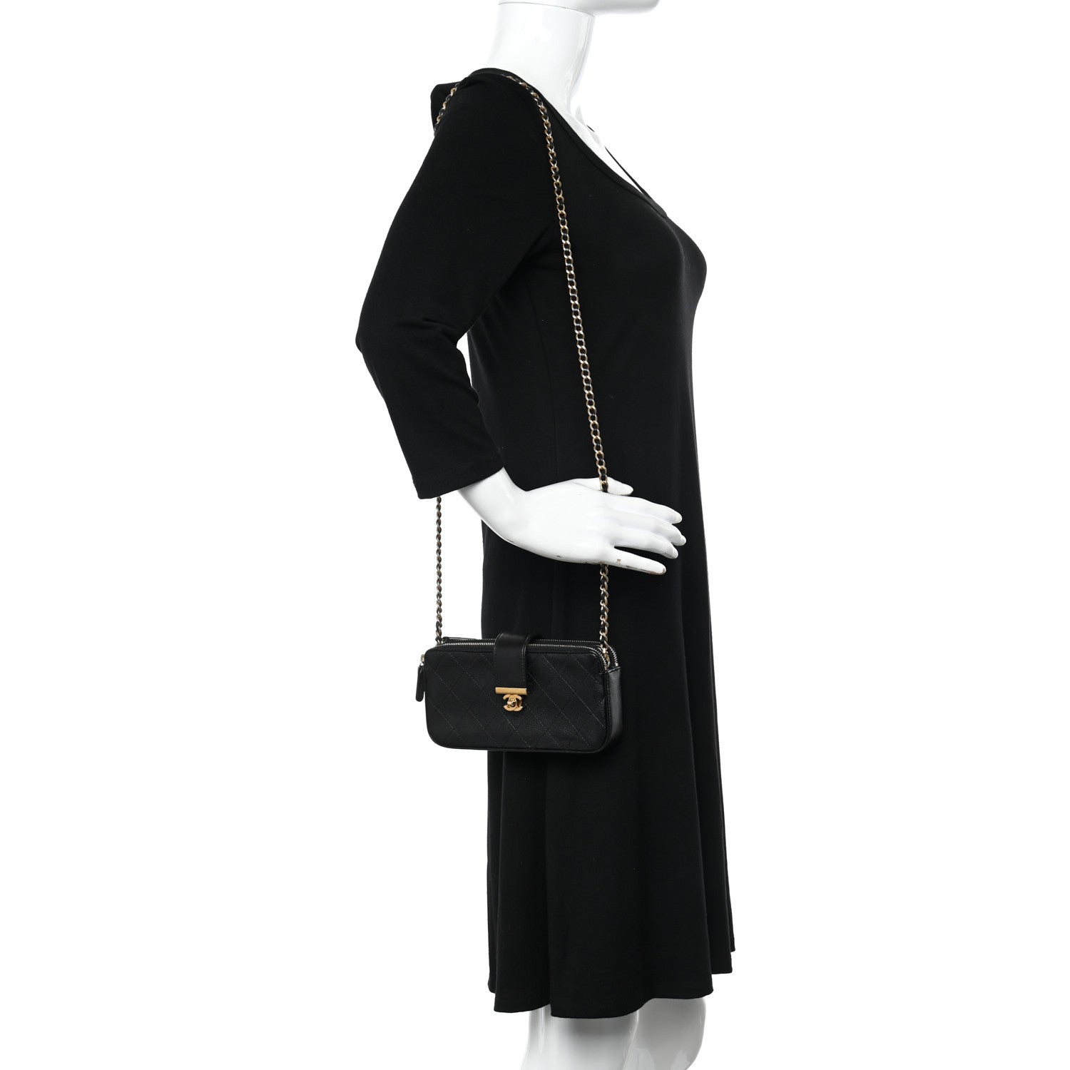 Chanel Goatskin Quilted CC Clutch With Chain Black 2 of 11