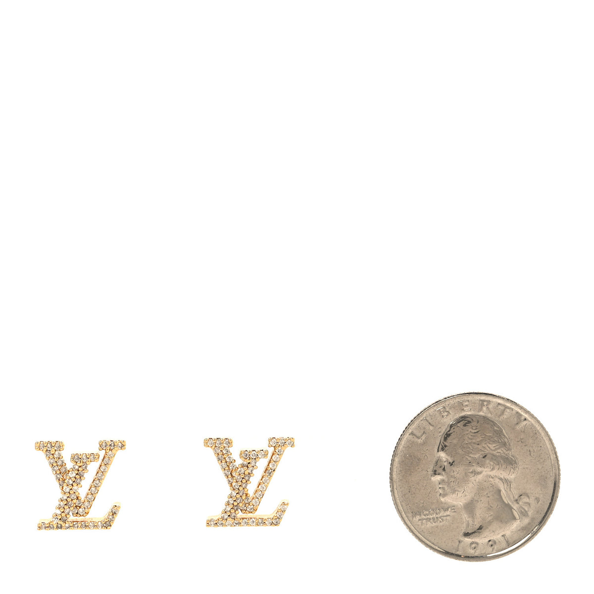 Louis Vuitton Metal Crystal LV Iconic Earrings Gold 2 of 5