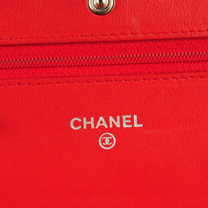 Chanel Lambskin Quilted Wallet On Chain WOC Red 2 of 12