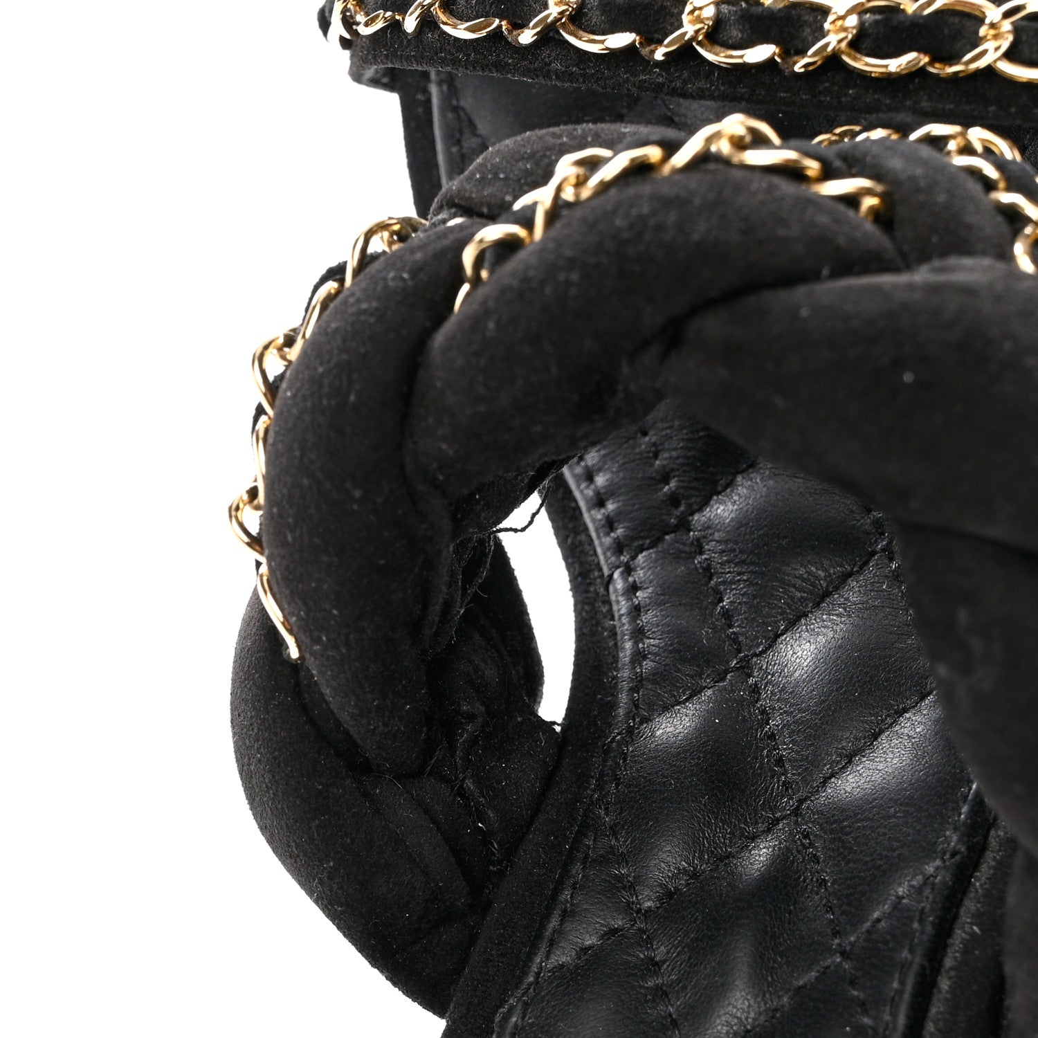 Chanel Kid Suede Chain Braided Sandals 37 Black 10 of 10