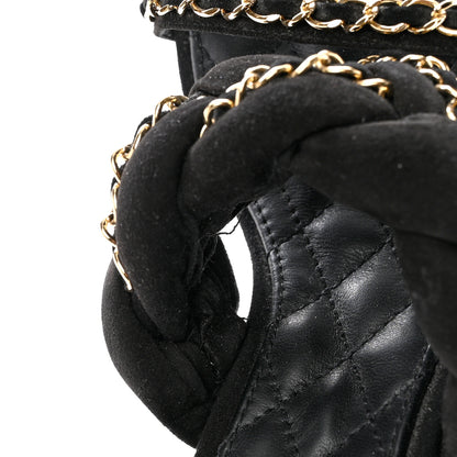 Chanel Kid Suede Chain Braided Sandals 37 Black 10 of 10