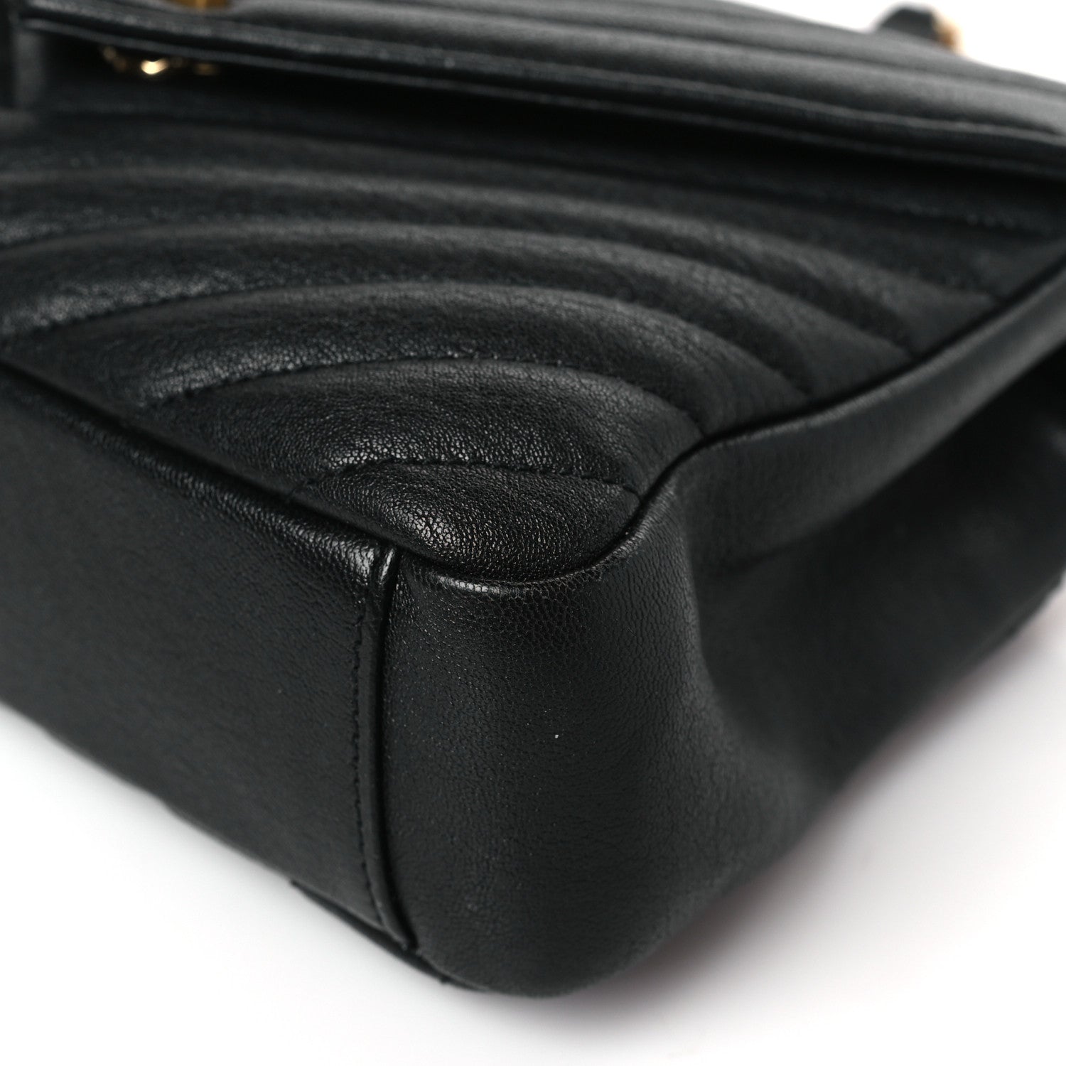 Saint Laurent Sheepskin Matelasse Chevron Monogram Medium College Bag Black 9 of 9