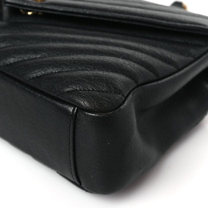 Saint Laurent Sheepskin Matelasse Chevron Monogram Medium College Bag Black 9 of 9