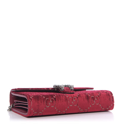 Gucci Velvet GG Monogram Mini Dionysus Chain Wallet Red Cipria 4 of 9