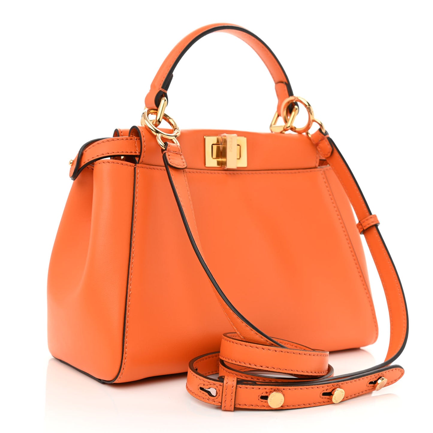 Vitello Grace Matte Two Pocket Mini Peekaboo Iconic Satchel Aranciata