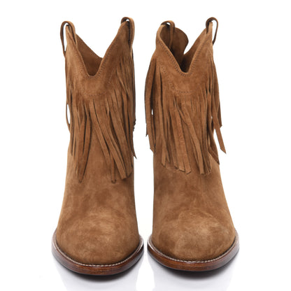 Saint Laurent Suede Fringe Curtis 80 Ankle Boots 39 Light Tan 2 of 9