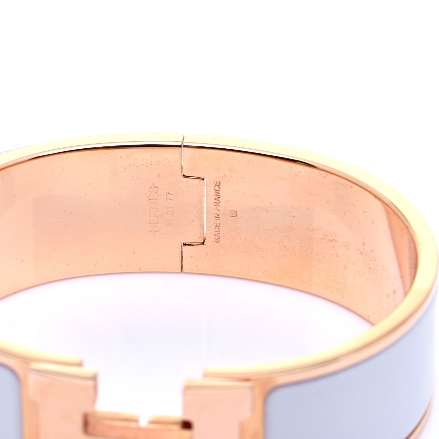 Hermes Enamel Wide Clic Clac H Bracelet GM White 5 of 8