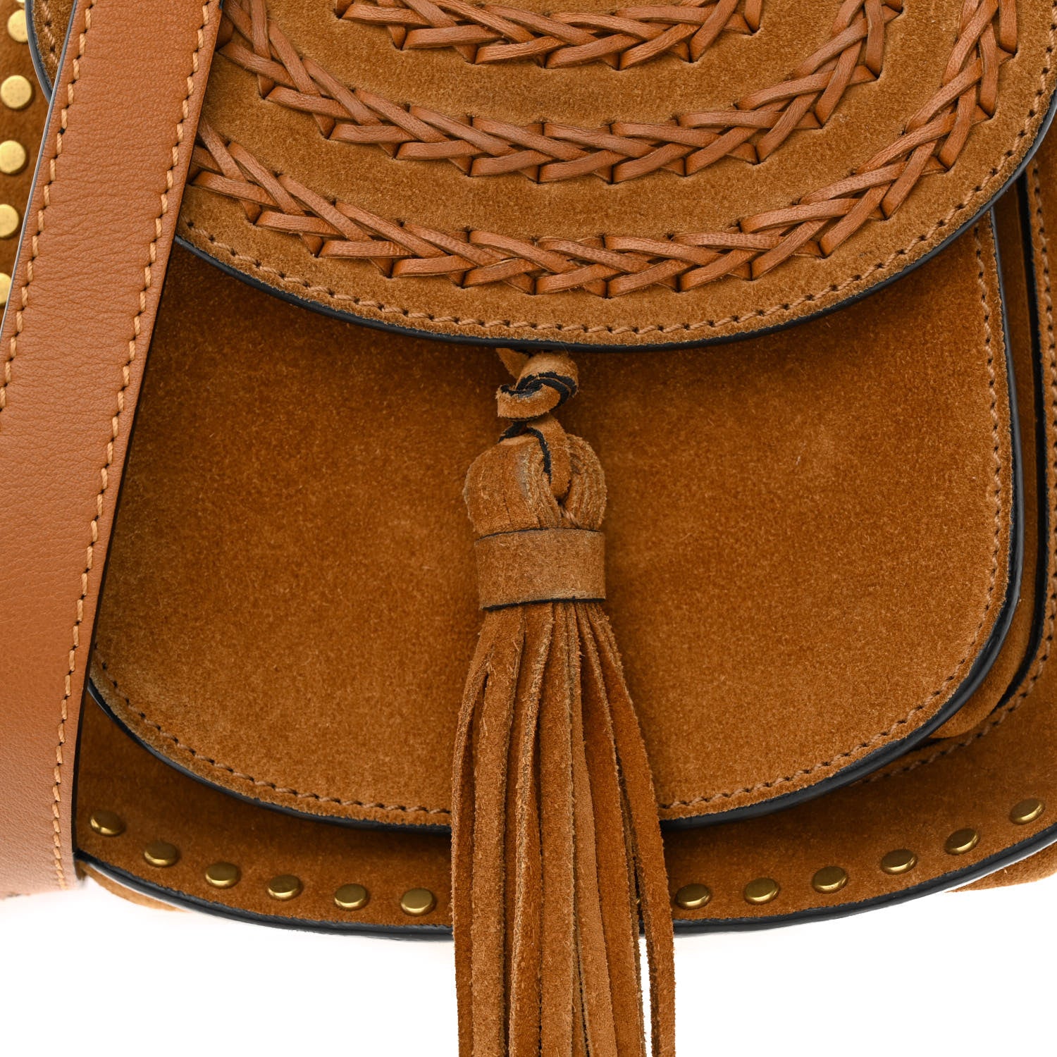 Chloe Suede Calfskin Braided Mini Hudson Shoulder Bag Caramel 9 of 12