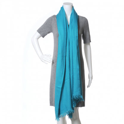 Hermes Solid Cashmere Logo Stole Scarf Turquoise 3 of 6