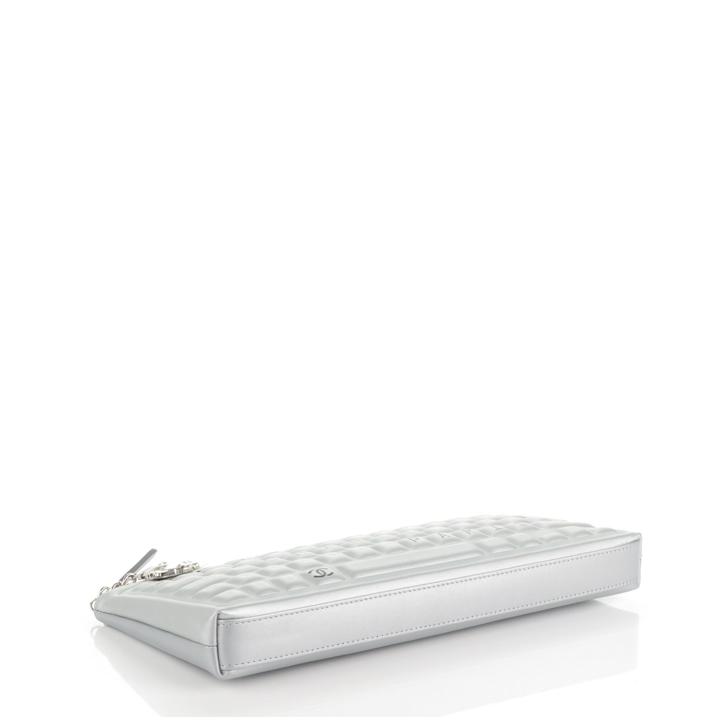 Metallic Calfskin Keyboard Pouch Silver