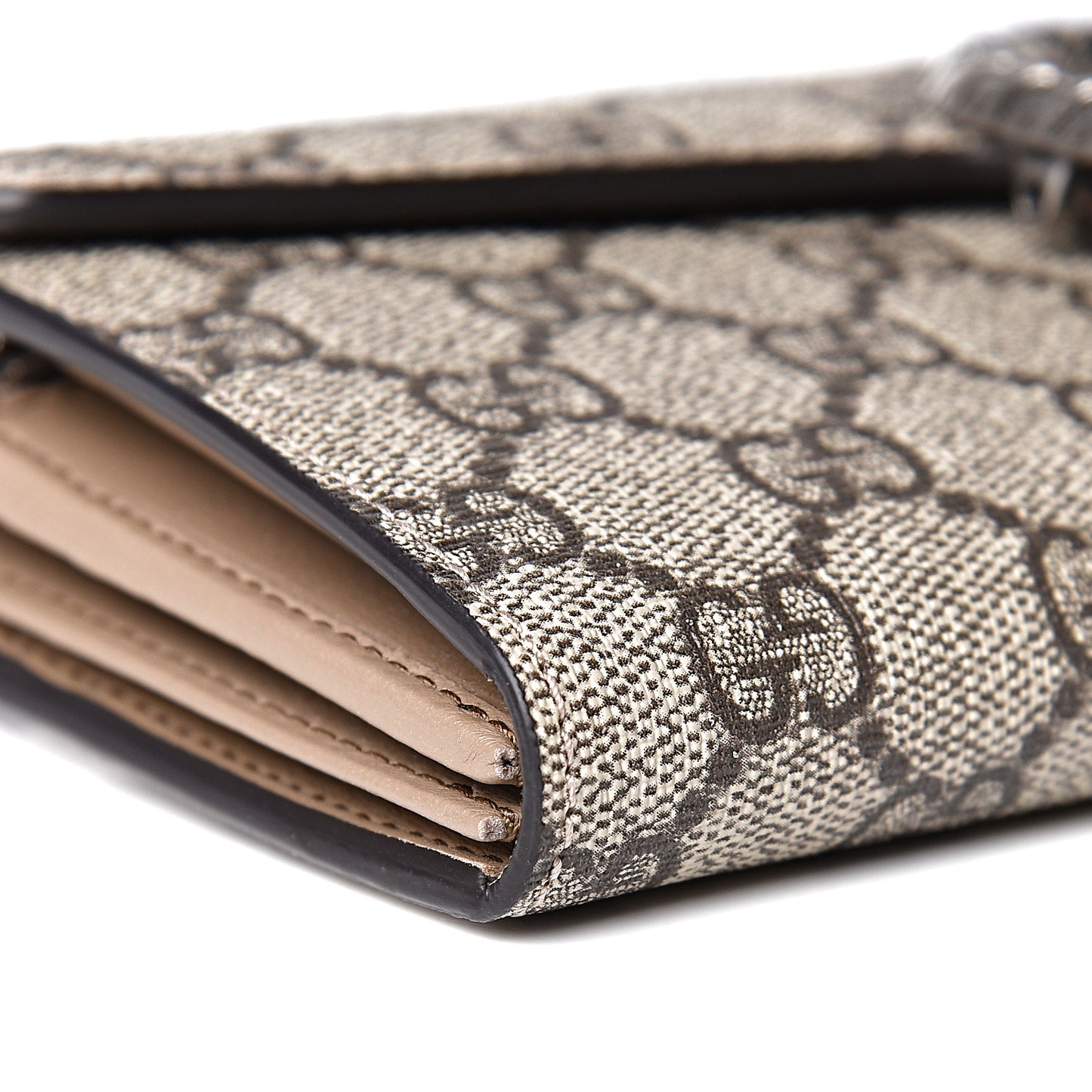GG Supreme Monogram Dionysus Chain Clutch Wallet Beige Taupe