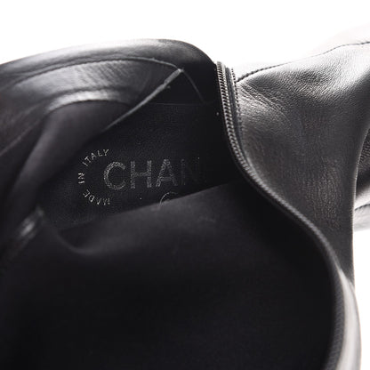 Chanel Lambskin Cap Toe High Boots 38.5 Black 7 of 9