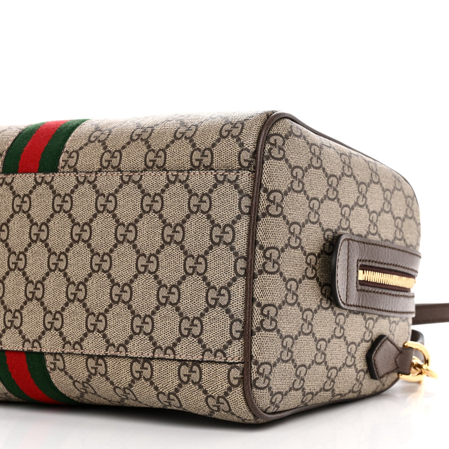 GG Supreme Monogram Web Medium Ophidia Top Handle Bag Beige Ebony