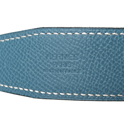 Hermes Epsom Swift 32mm Belt Strap 90 Blue Jean White 3 of 8