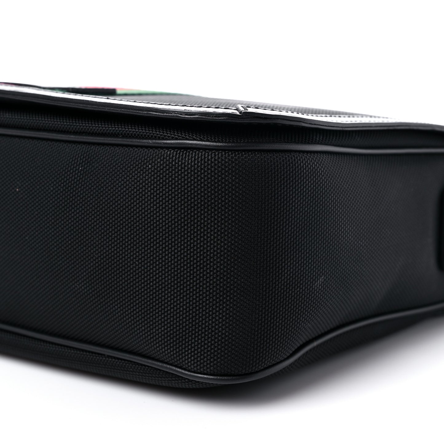 Techno Canvas Web Flap Messenger Bag Black