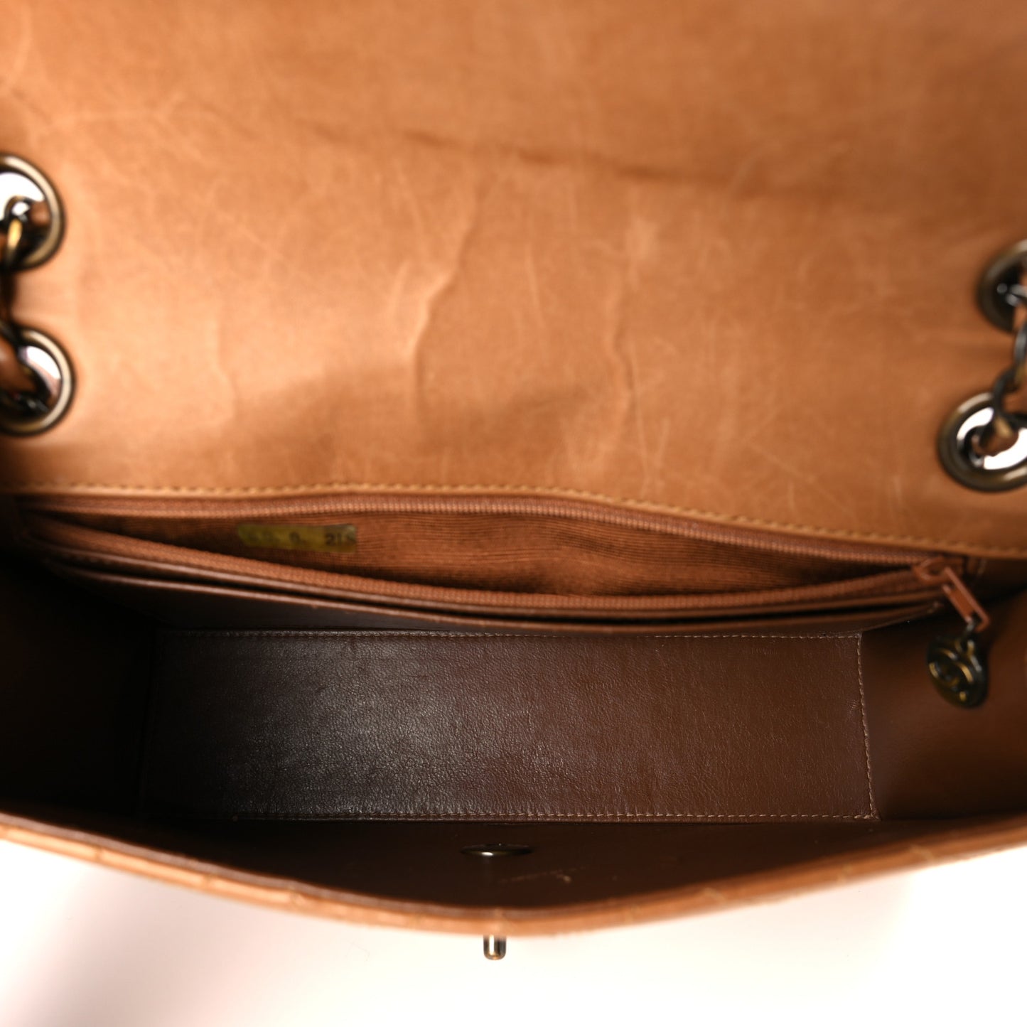 Calfskin Stitched Medium Single Flap Brown