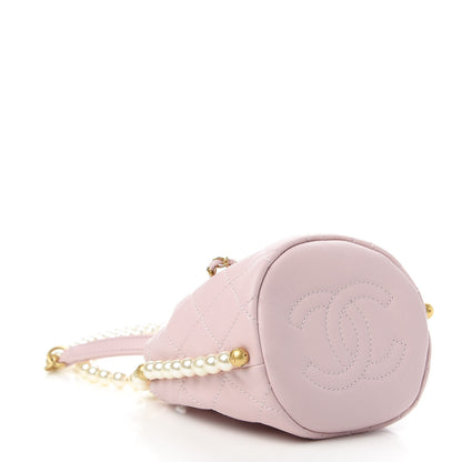 Chanel Calfskin Quilted Pearl Mini About Pearls Drawstring Bucket Light Pink 4 of 11