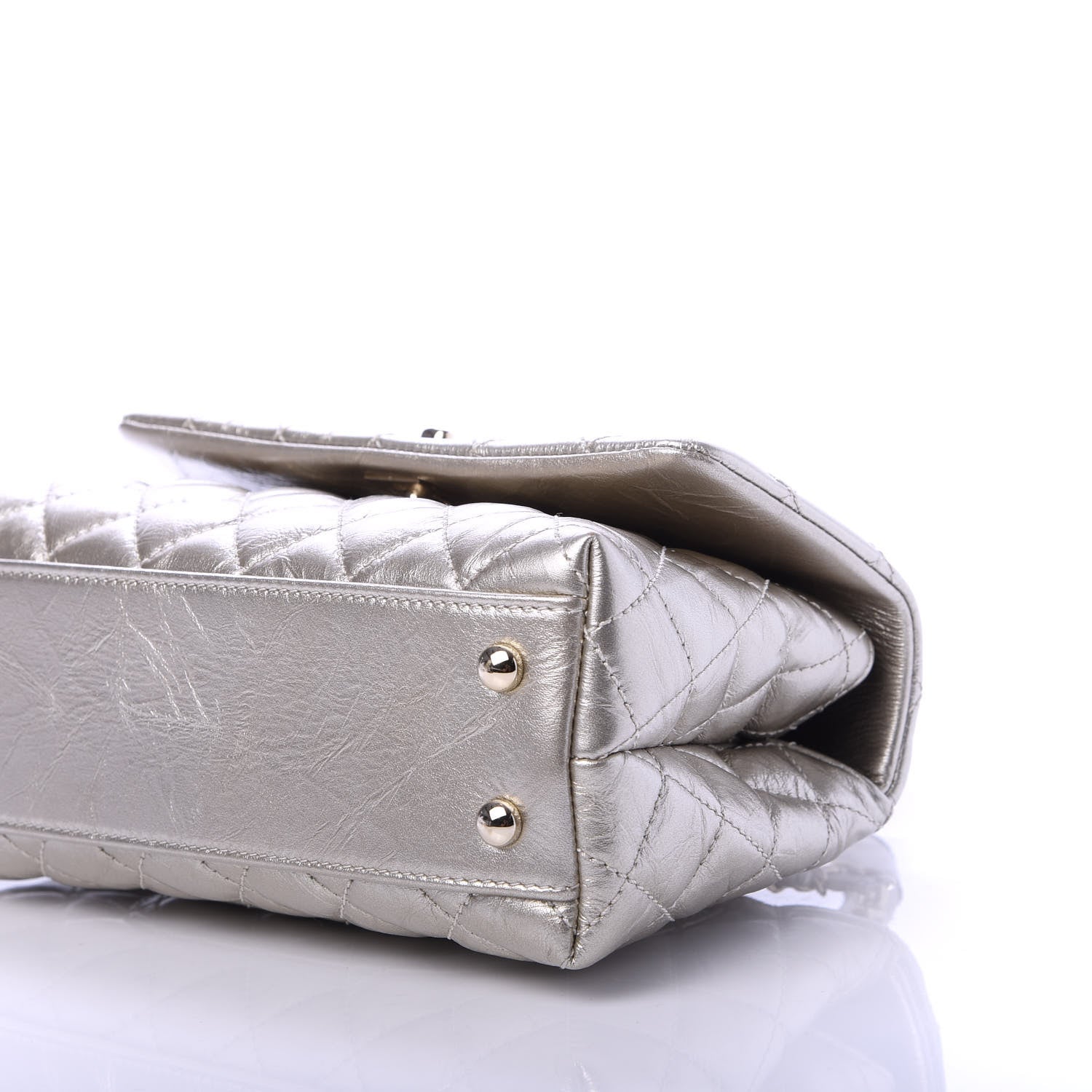 Chanel Metallic Aged Calfskin Quilted Mini Coco Handle Flap Silver 7 of 9