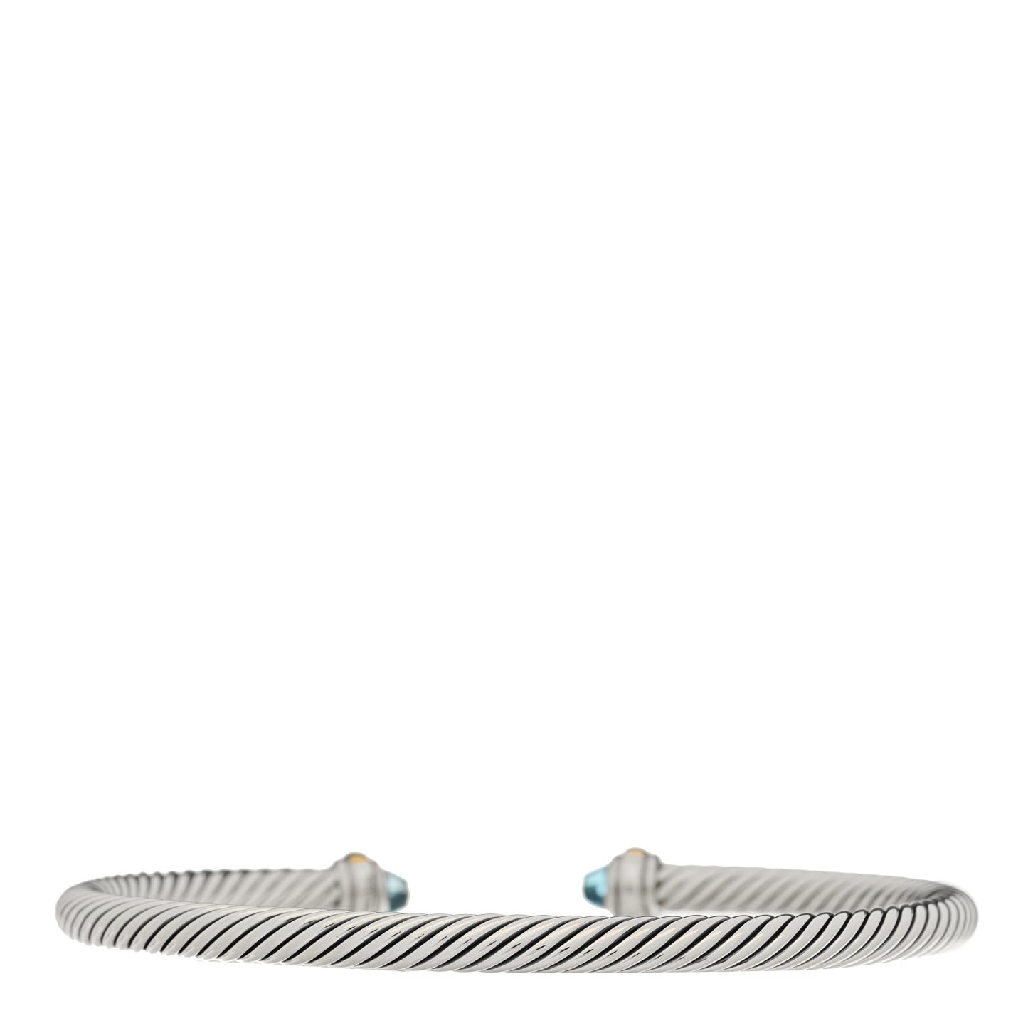 Sterling Silver 18K Yellow Gold Blue Topaz 4mm Cable Classics Bracelet