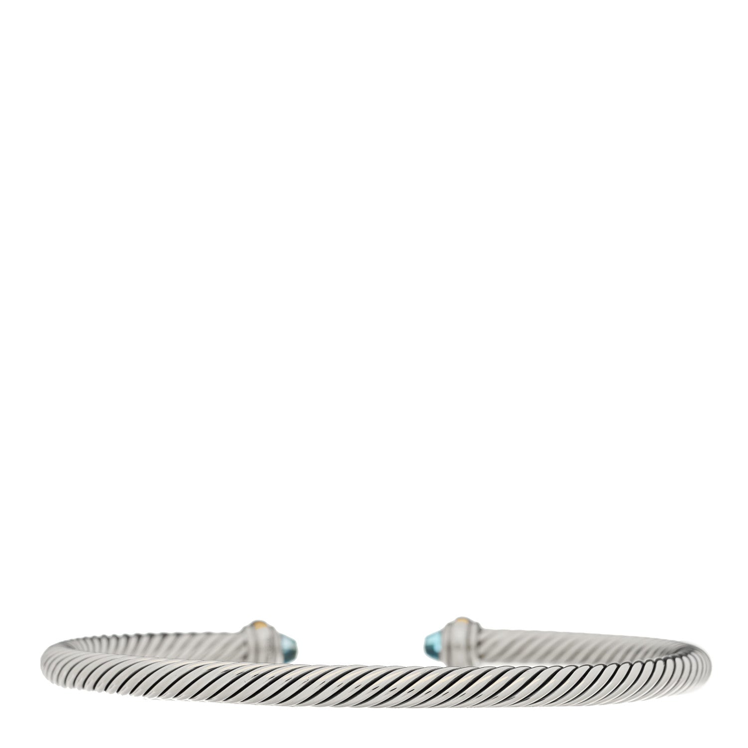 David Yurman Sterling Silver 18K Yellow Gold Blue Topaz 4mm Cable Classics Bracelet 2 of 3
