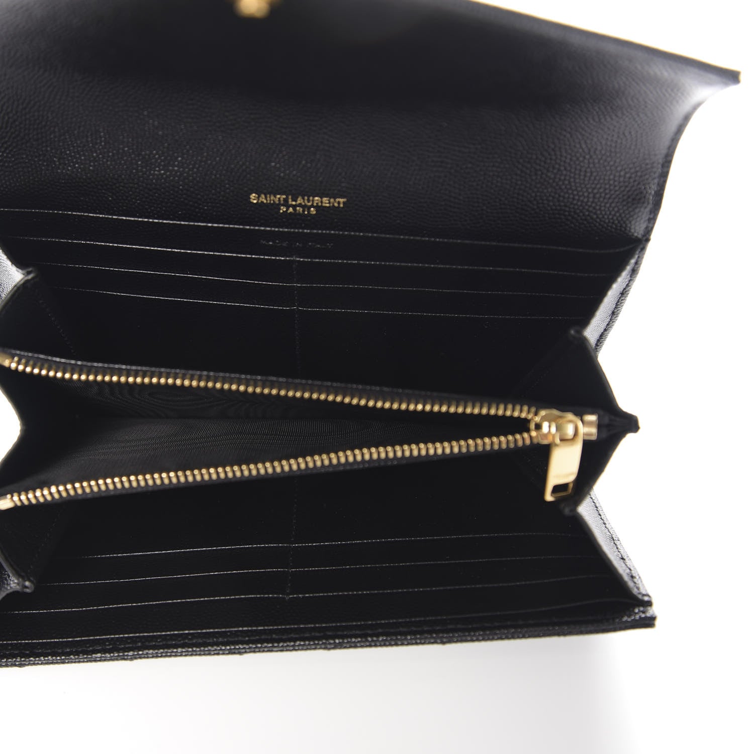 Saint Laurent Grain De Poudre Matelasse Chevron Monogram Flap Wallet Black 5 of 7