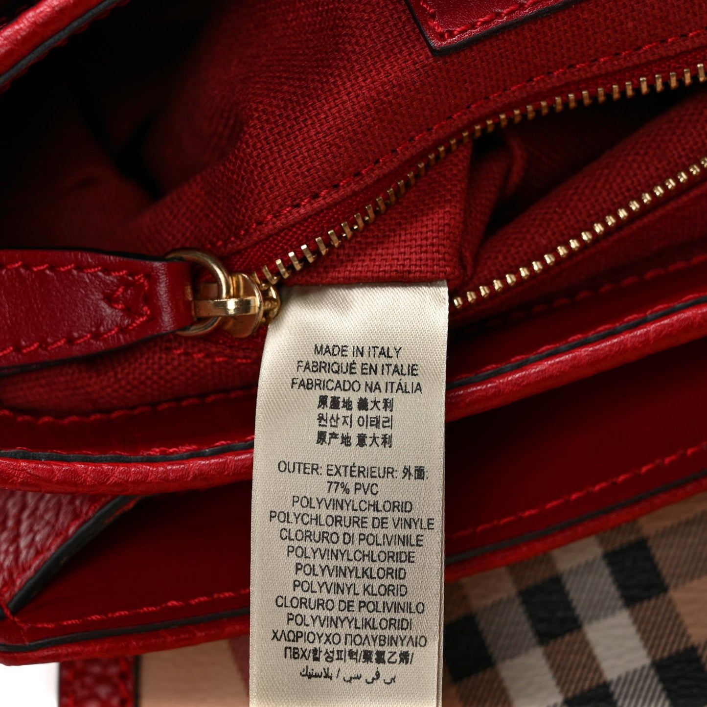 Haymarket Check Messenger Military Red White