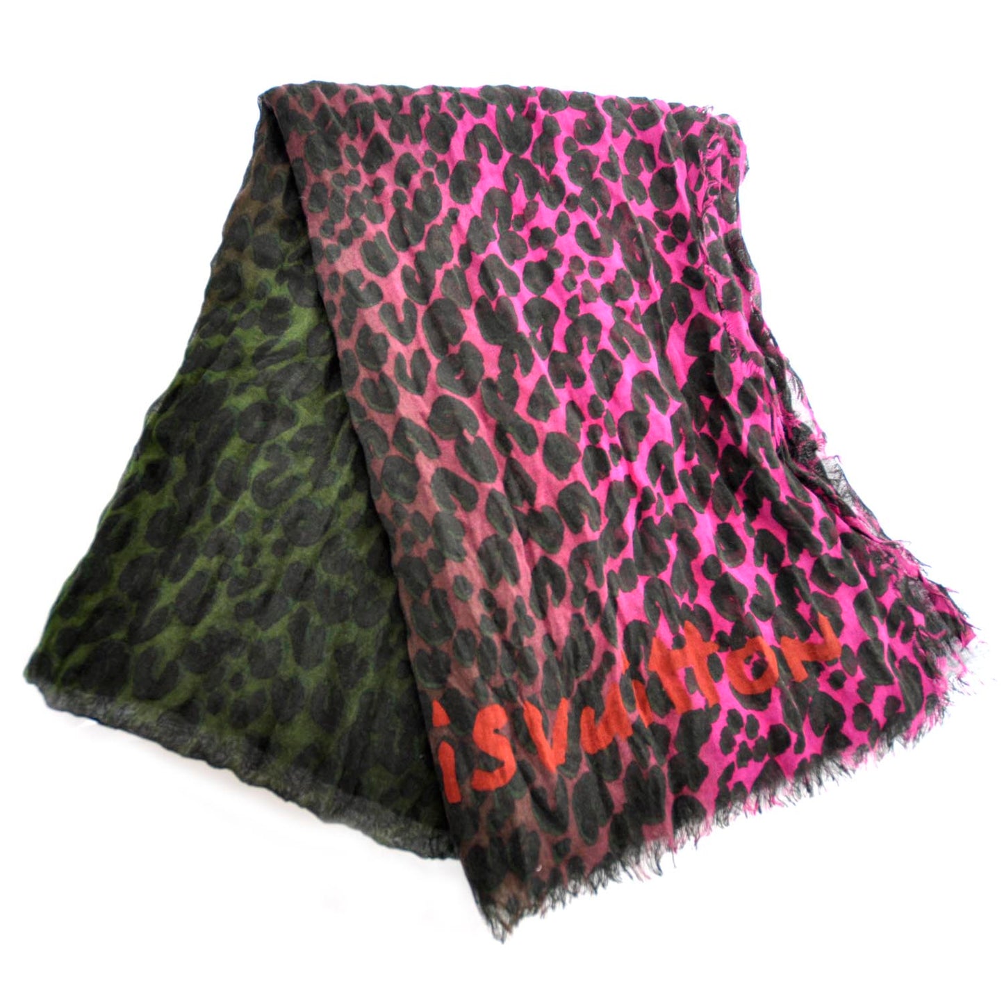 Cashmere Leopard Blurry Leo Stole Kaki