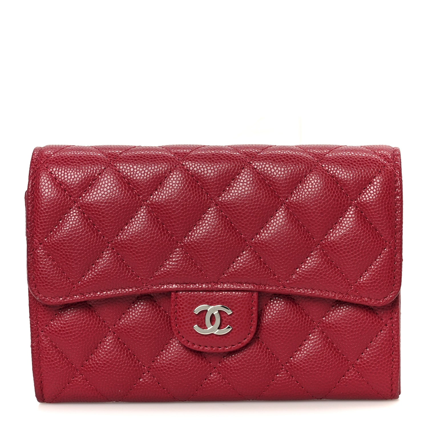 Chanel Caviar Quilted Medium Flap Wallet Red 1 of 9