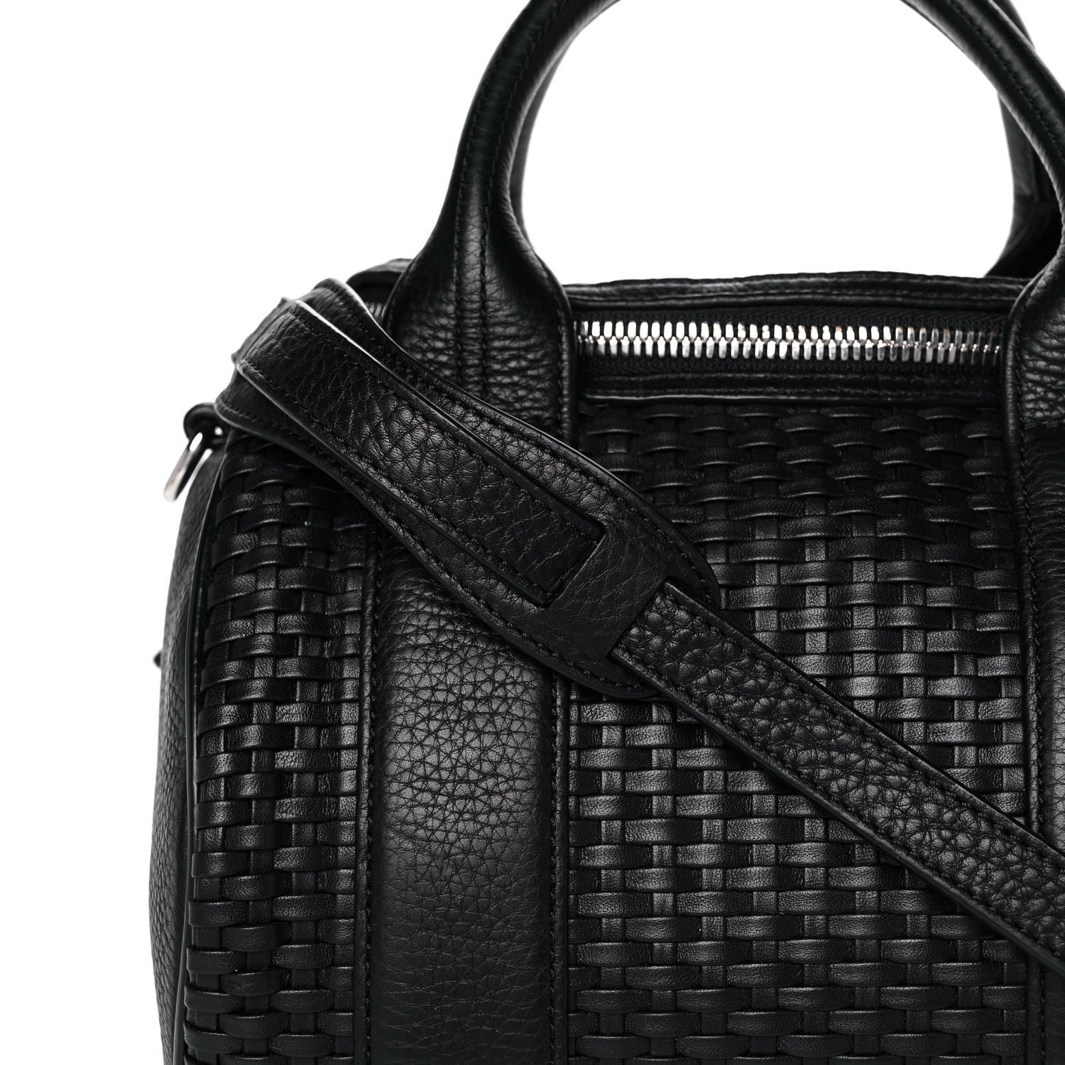 Alexander Wang Pebbled Lambskin Woven Rocco Black Silver Hardware 6 of 9