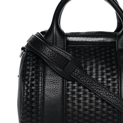 Alexander Wang Pebbled Lambskin Woven Rocco Black Silver Hardware 6 of 9