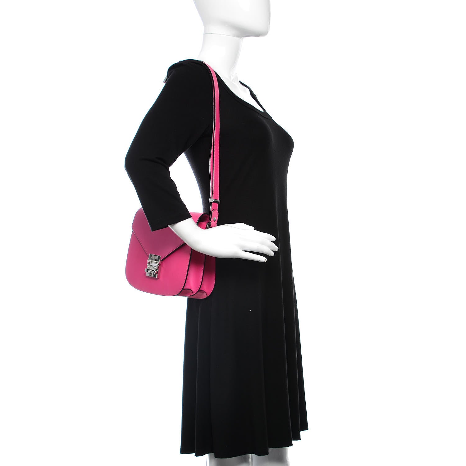 MCM Calfskin Patricia Crossbody Bag Electric Pink 2 of 10
