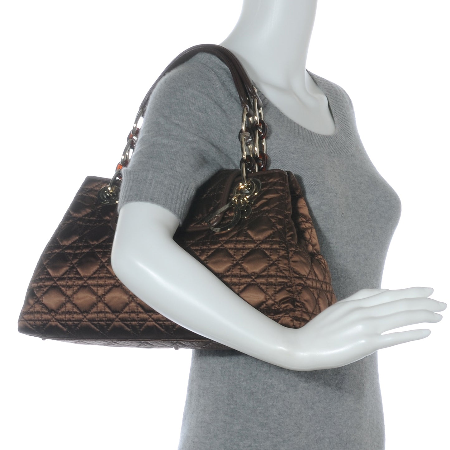 Nylon Cannage Medium Charming Lock Tote Chocolate