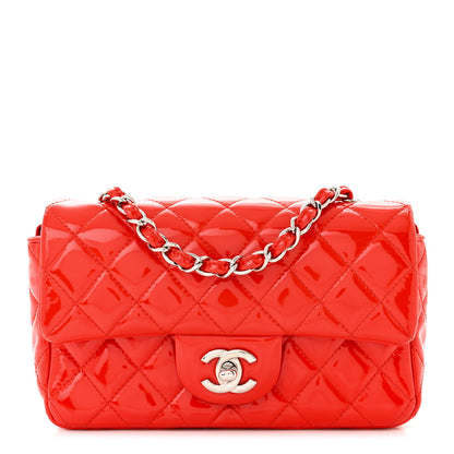 Chanel Patent Calfskin Quilted Mini Rectangular Flap Red 1 of 11