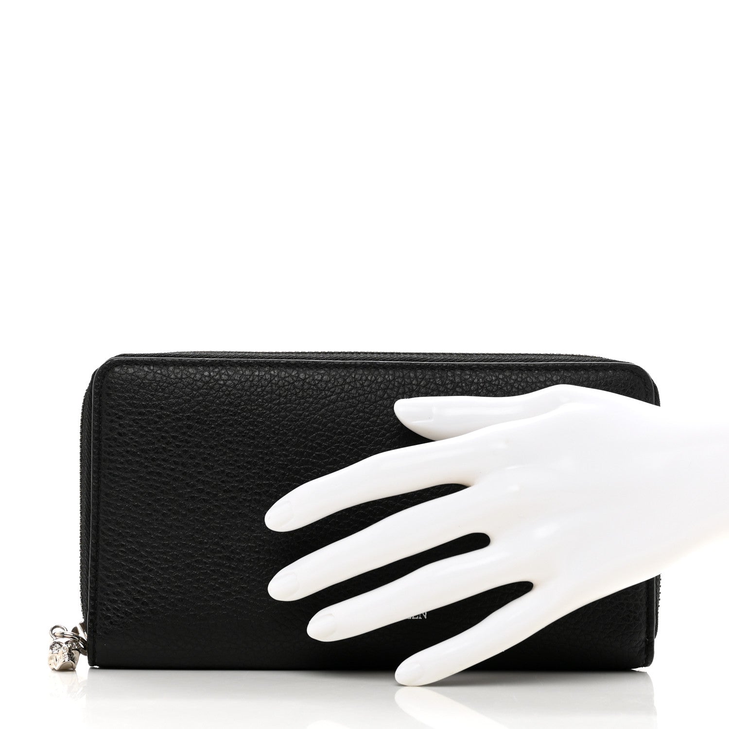 Alexander McQueen Pebbled Calfskin Skull Continental Zip Wallet Black 2 of 7