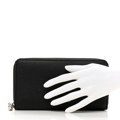 Alexander McQueen Pebbled Calfskin Skull Continental Zip Wallet Black 2 of 7