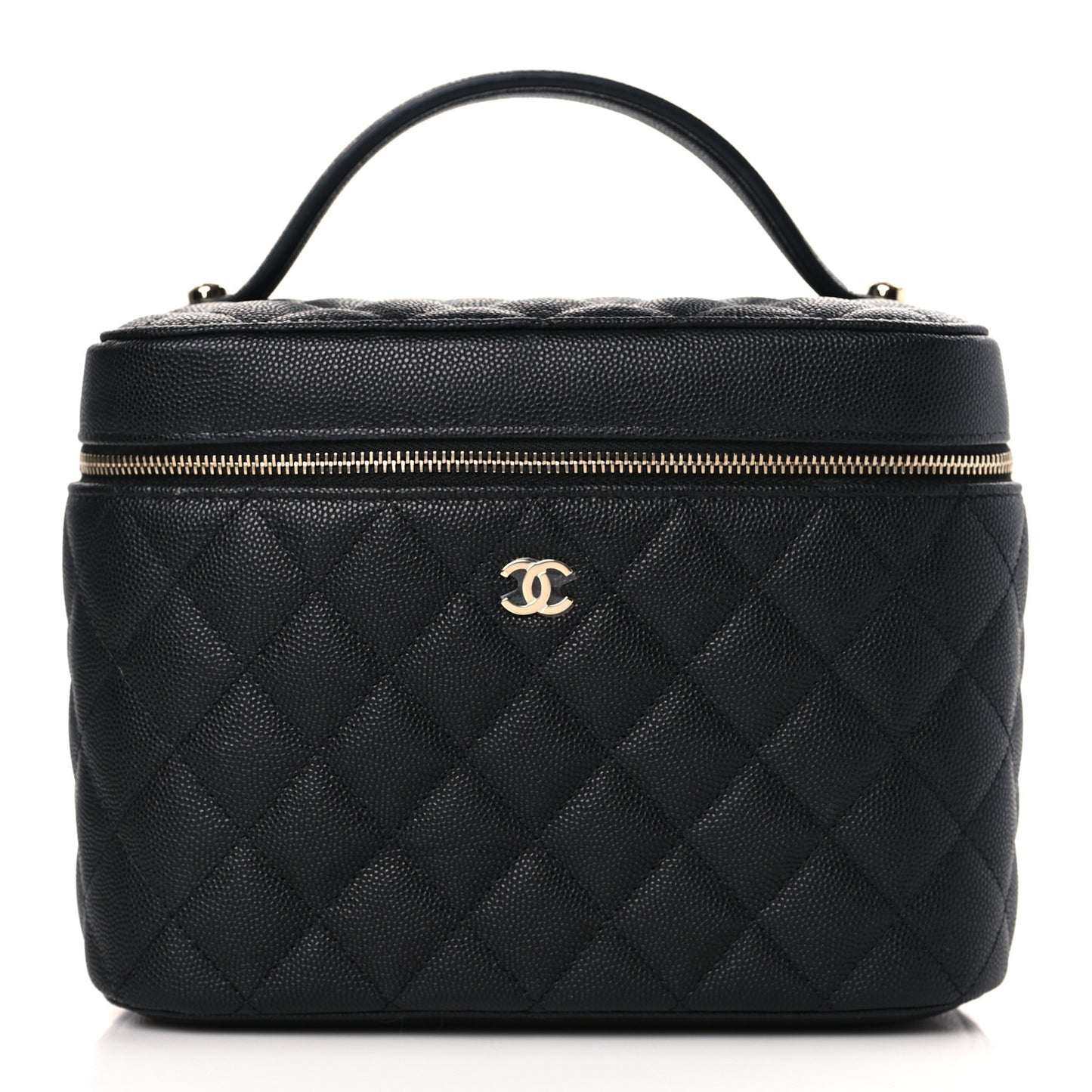 Caviar Quilted Large Vanity Pouch Black