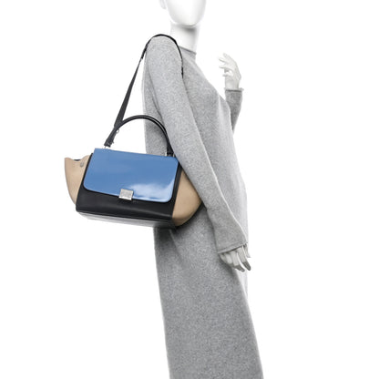 Celine Smooth Calfskin Medium Tri-Color Trapeze Blue 2 of 15