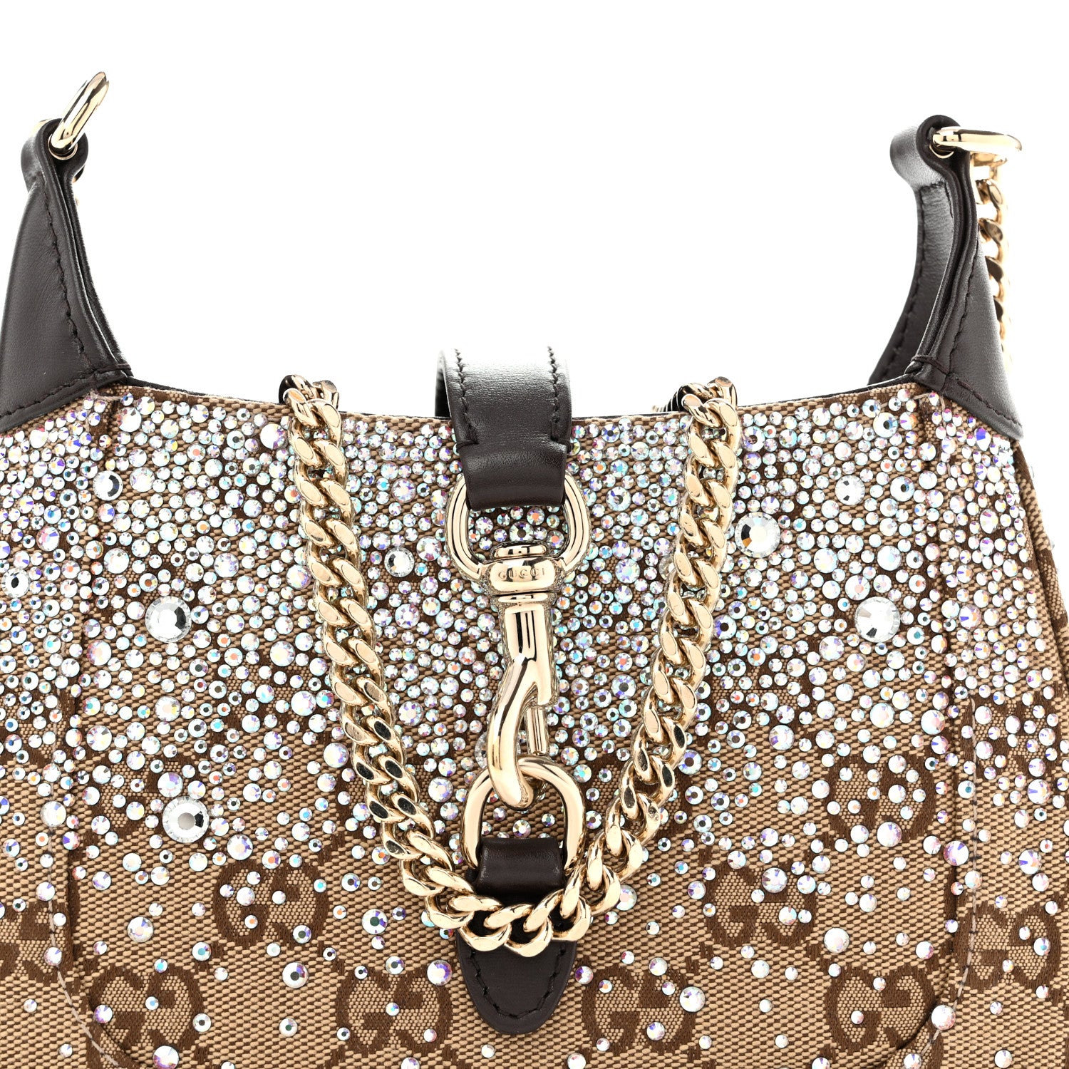 Gucci Monogram Crystal Mini Jackie Notte Bag Camel Ebony 8 of 10