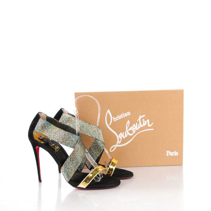 Christian Louboutin Specchio Calfskin Elastagram 100 Sandals 39 Black Multi 9 of 9