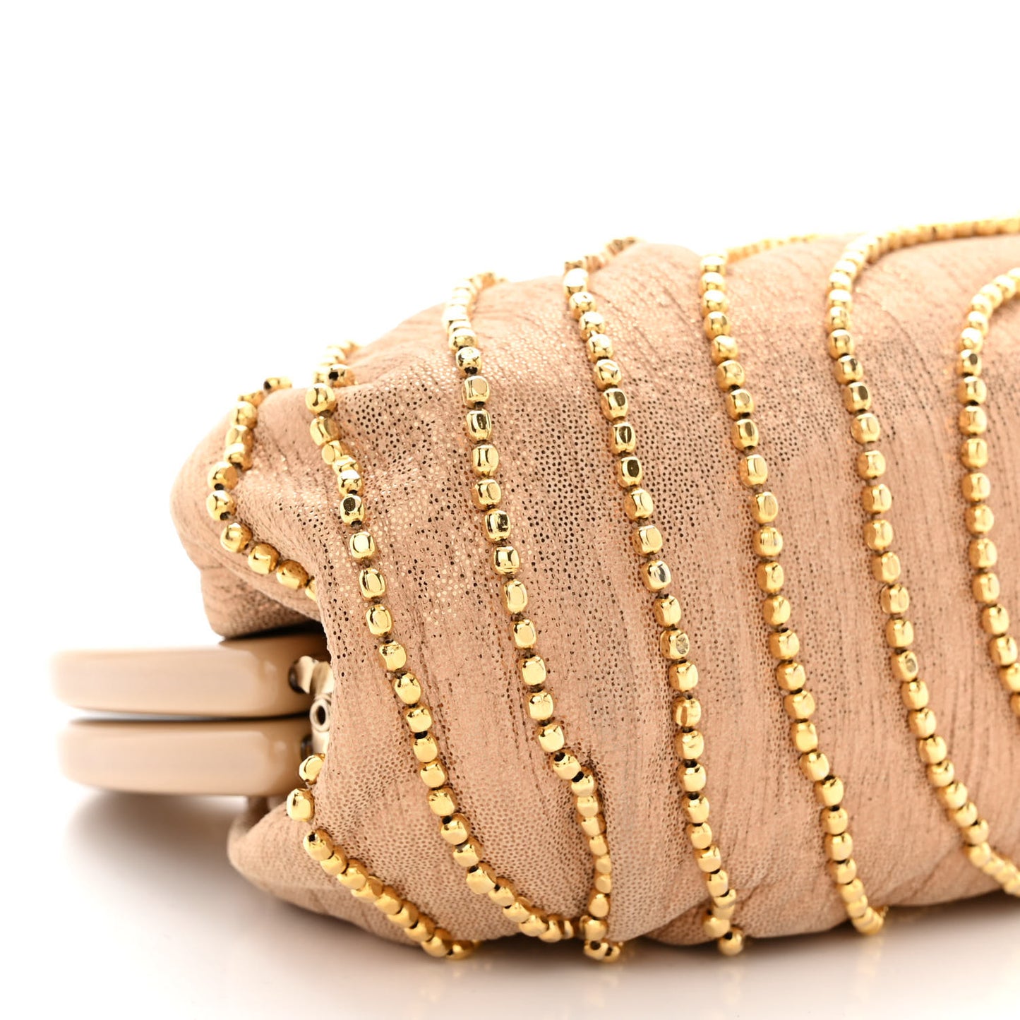 Metallic Fabric Beaded Clutch Gold
