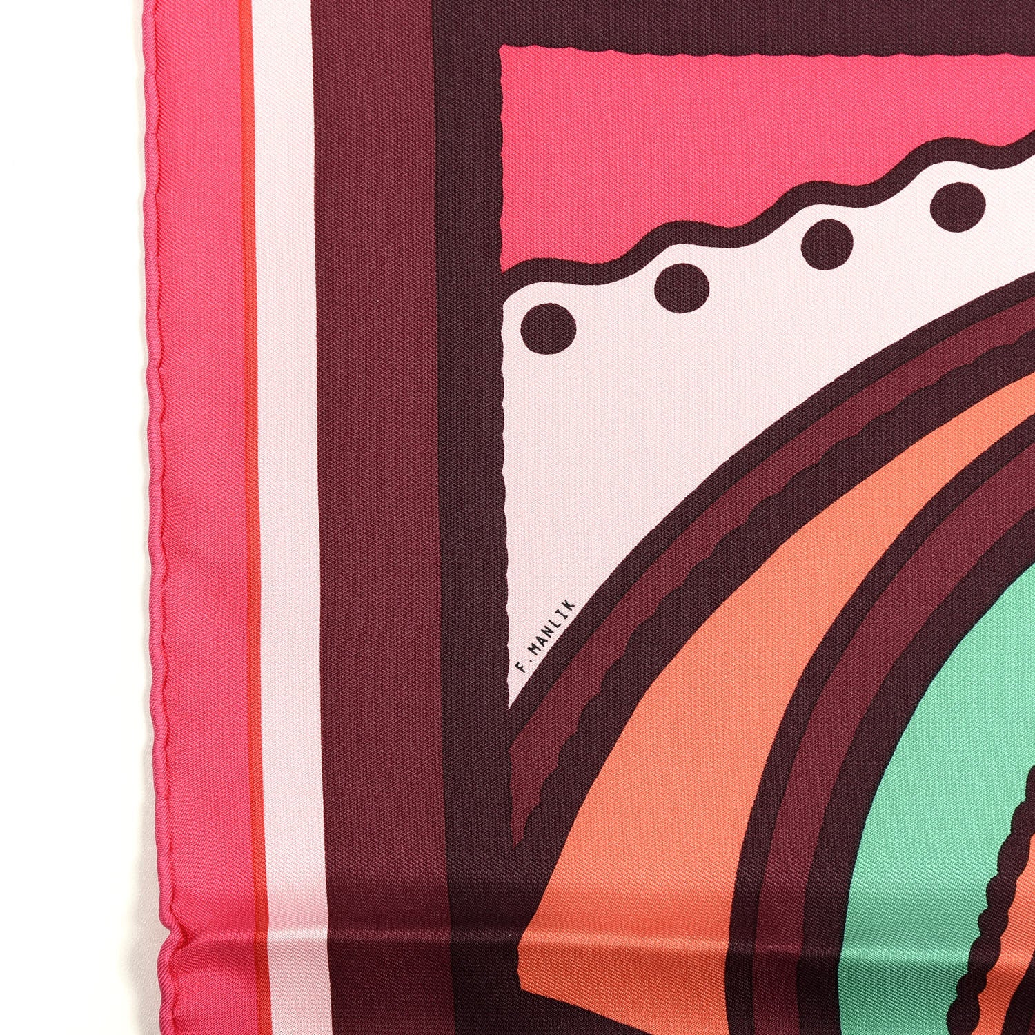 Hermes Silk Gavroche Robe Du Soir Pop DJ Scarf 45 Rose Indien Rouge Vert 3 of 5