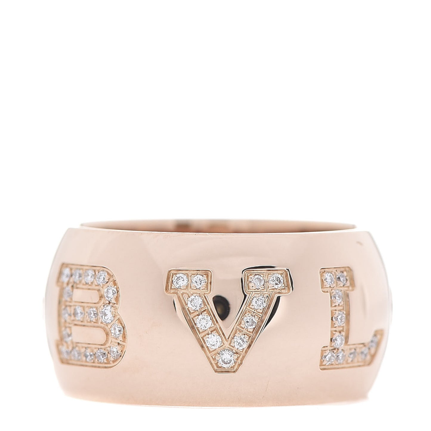18K Rose Gold Diamond BVLGARI Monologo Ring 53 6.25
