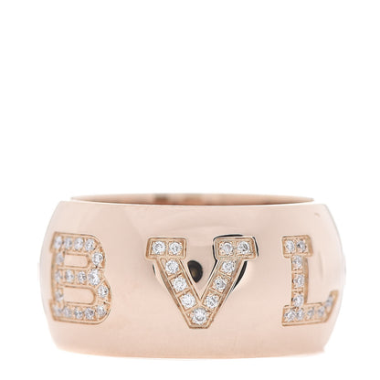 Bulgari 18K Rose Gold Diamond BVLGARI Monologo Ring 53 6.25 1 of 7