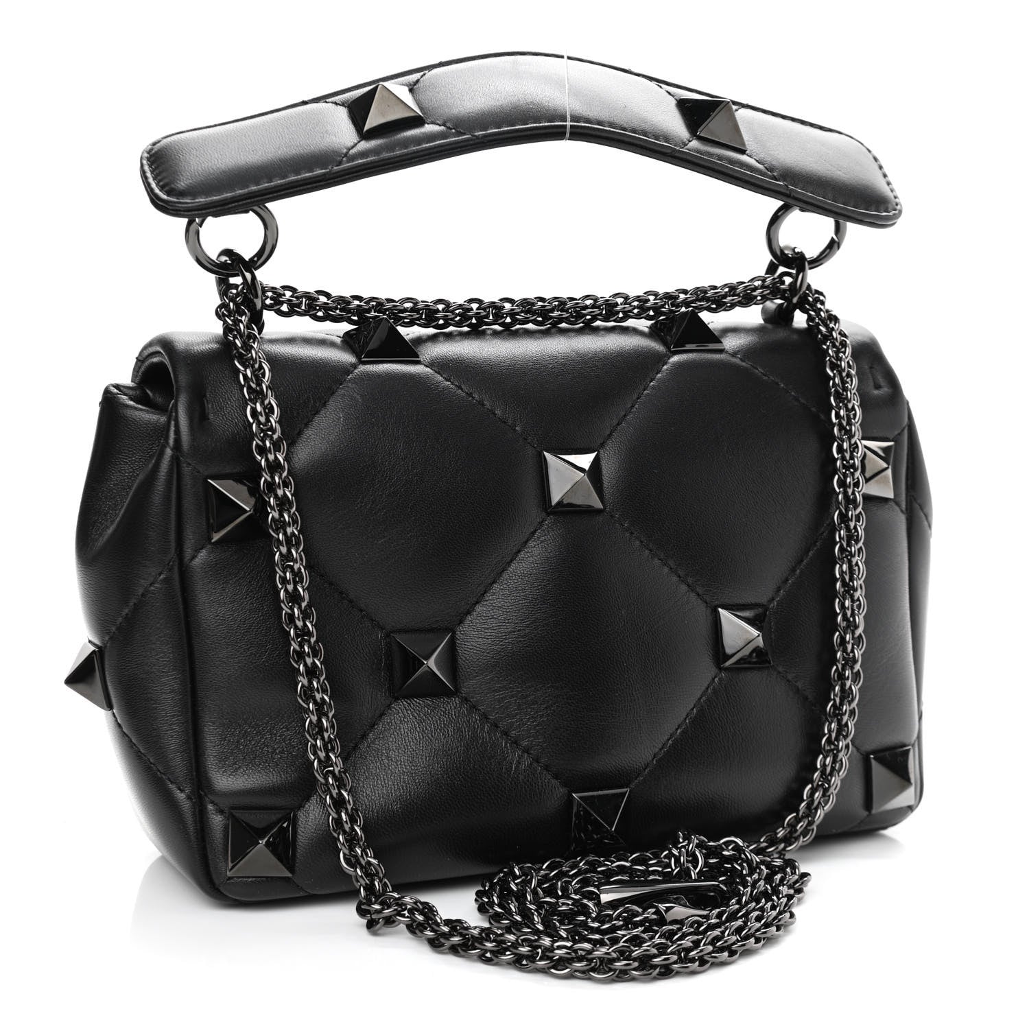 Valentino Garavani Nappa Monochrome Medium Roman Stud Shoulder Bag Black 3 of 9