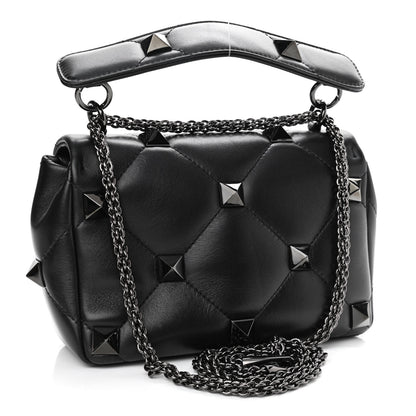 Valentino Garavani Nappa Monochrome Medium Roman Stud Shoulder Bag Black 3 of 9