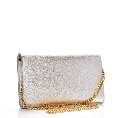 Saint Laurent Metallic Calfskin Monogram Chain Wallet Platine 3 of 7