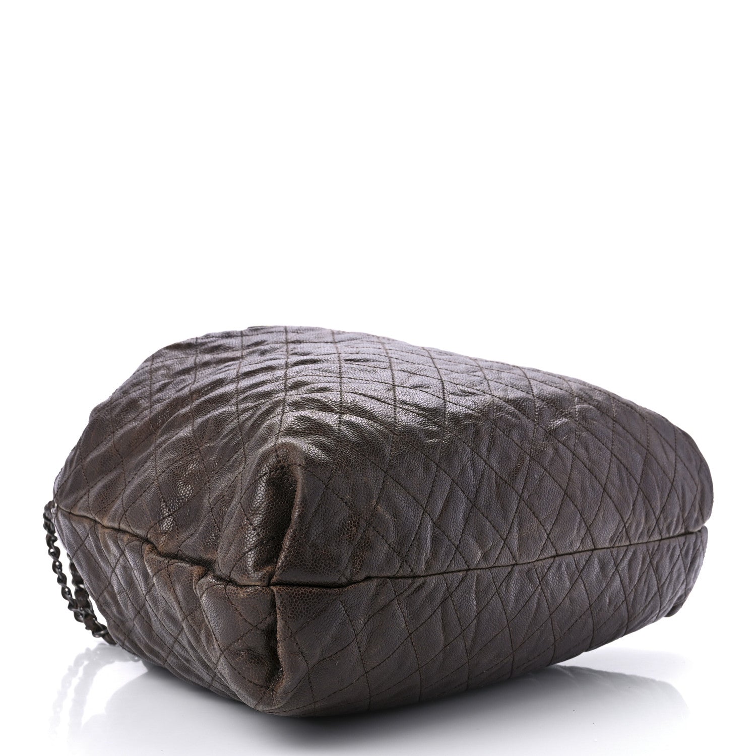 Chanel Distressed Glazed Caviar Quilted Large Elastic Tote Brown 3 of 8