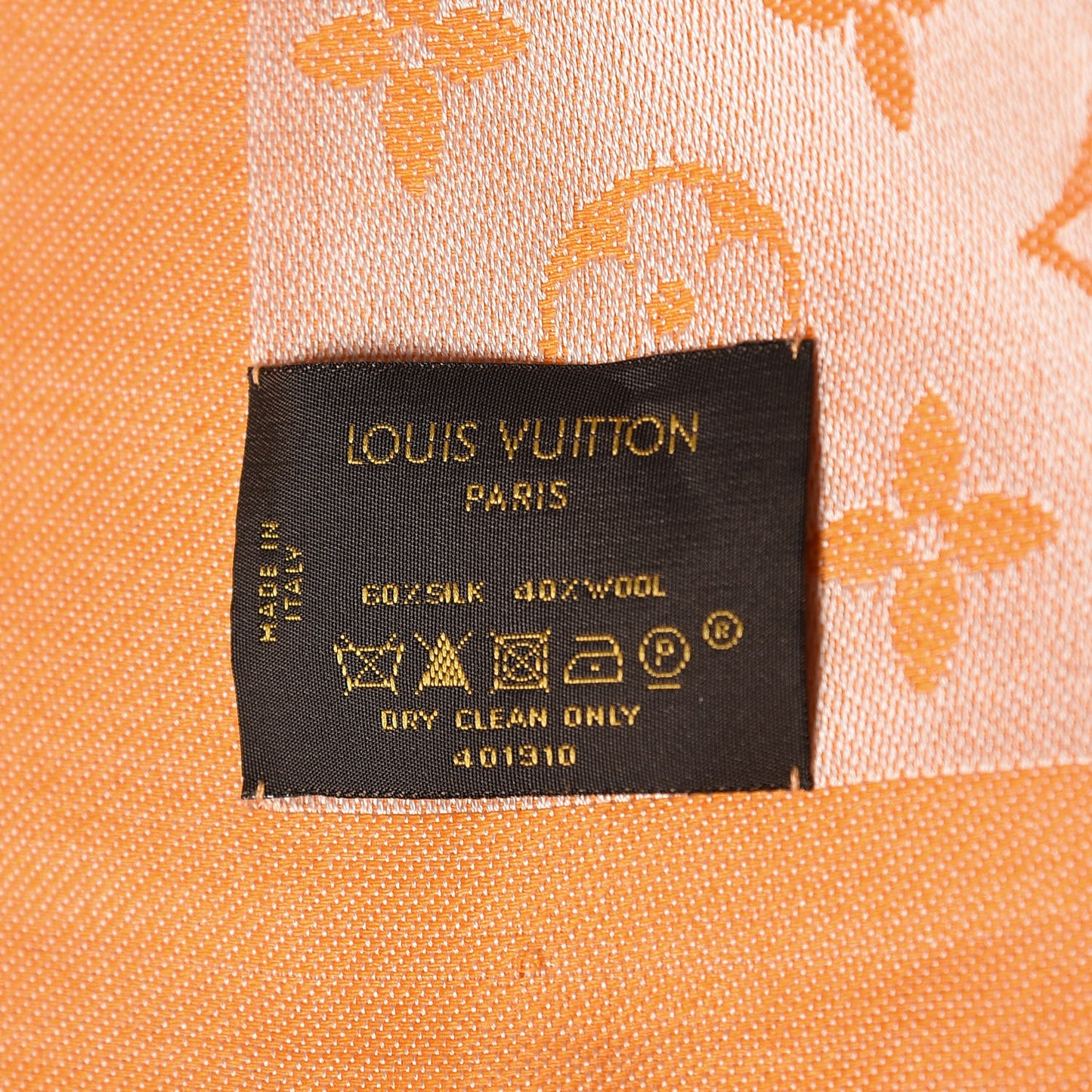 Wool Silk Monogram Denim Shawl Orange