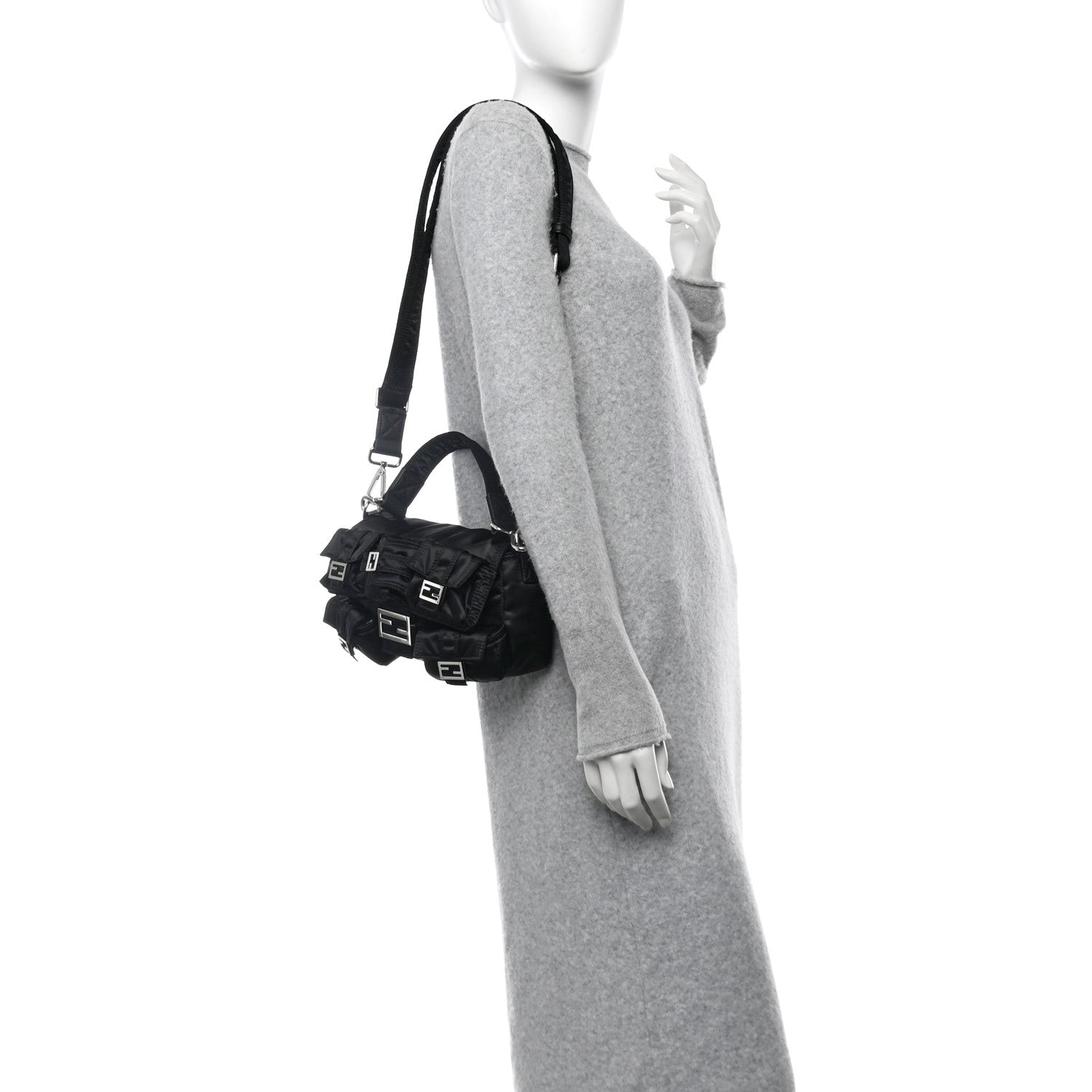 Fendi Econyl Cuoio Romano Multipocket Baguette Black 2 of 10