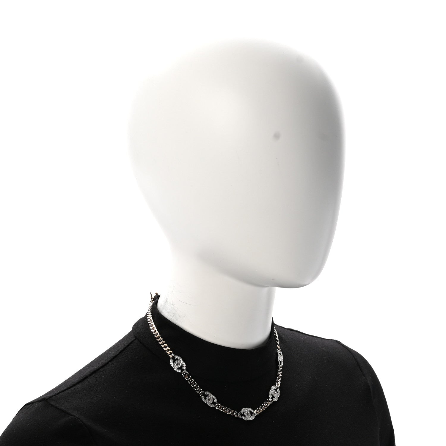 Chanel Crystal Chain CC Choker Gold Silver 2 of 7